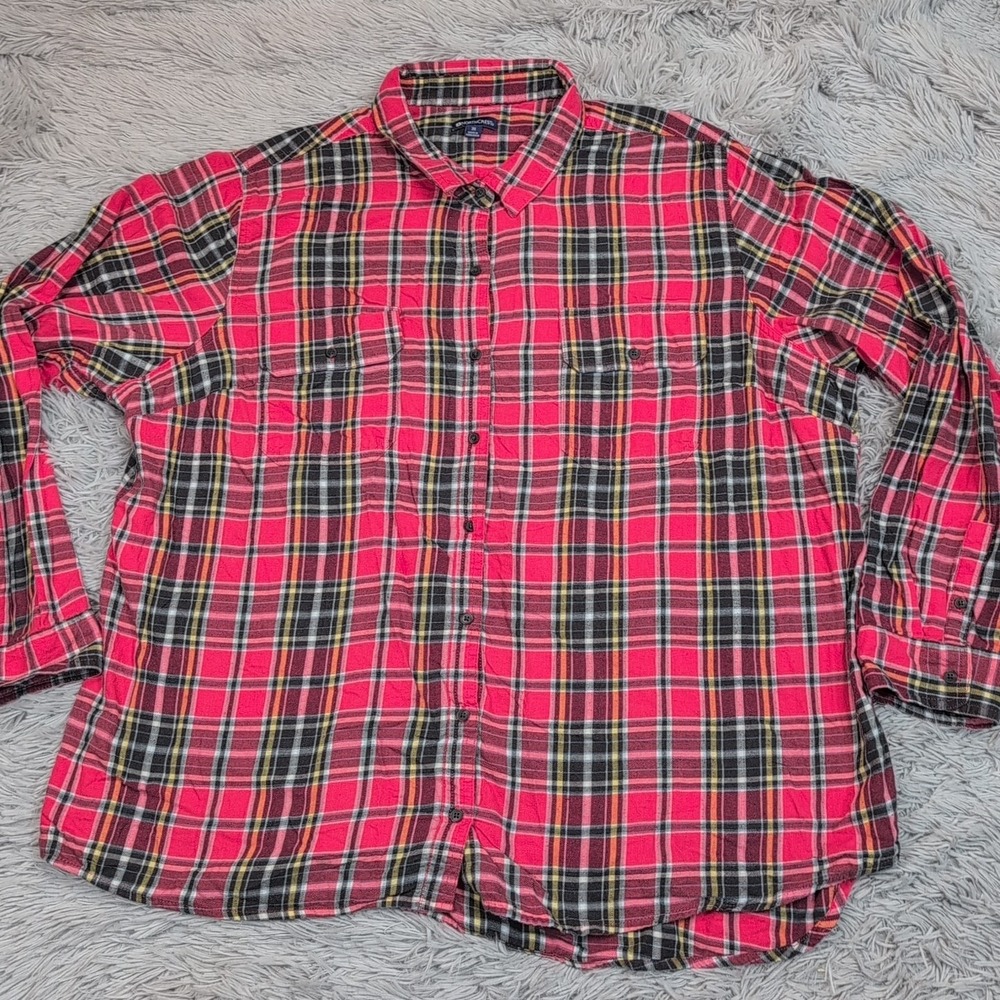 Northcrest Shirt Womens 3X Plaid Button Up Soft‎ Comfort Pockets Casual